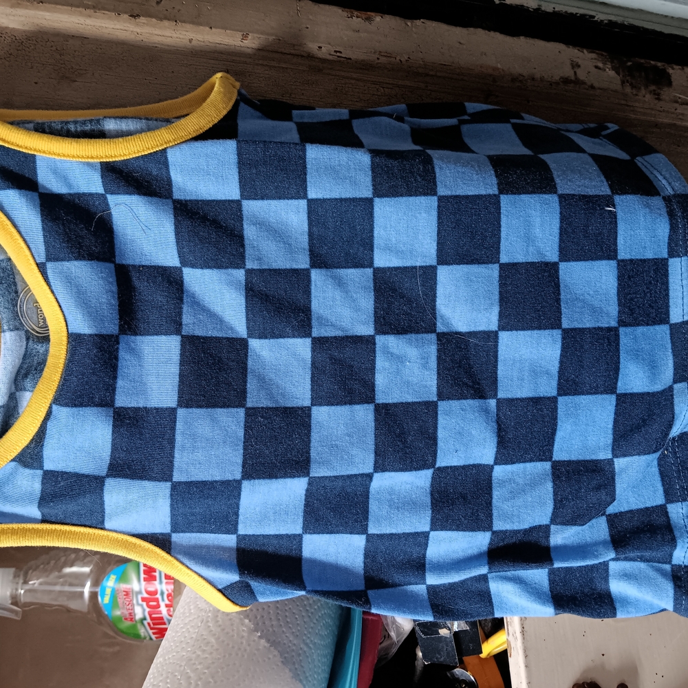 Blue and Black Checkered Kids Tank Top
